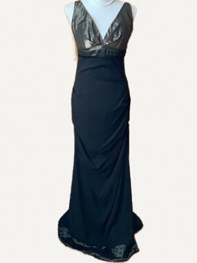 NICOLE MILLER Black/Bronze Silk Formal Gown